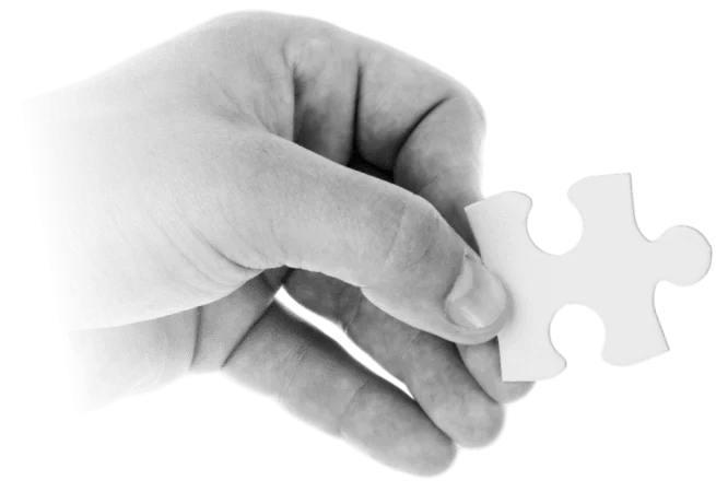 left hand with puzzle Item to connect